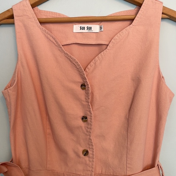 VINTAGE Vibes Cotton Sleeveless Belted Midi Dress by Sui Sui Size M - Picture 2 of 5